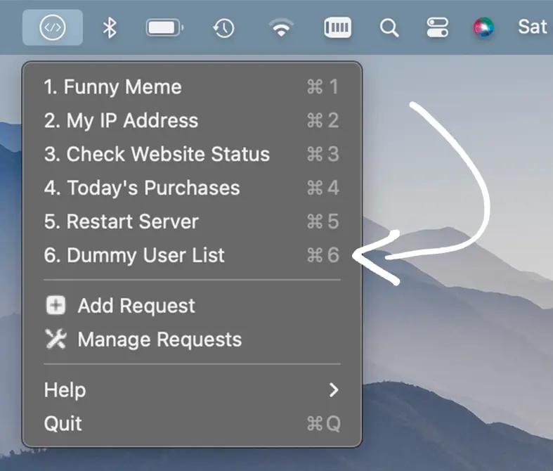 Screenshot showing how to select a request using SnapAPI