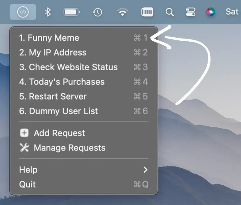 screenshot for sample request with placeholder urls